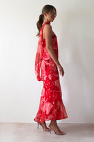 Charlene Floral Chiffon Maxi Dress Red Print | Wedding Guest Dress | Maxi | Chiffon | Oh Hello Clothing