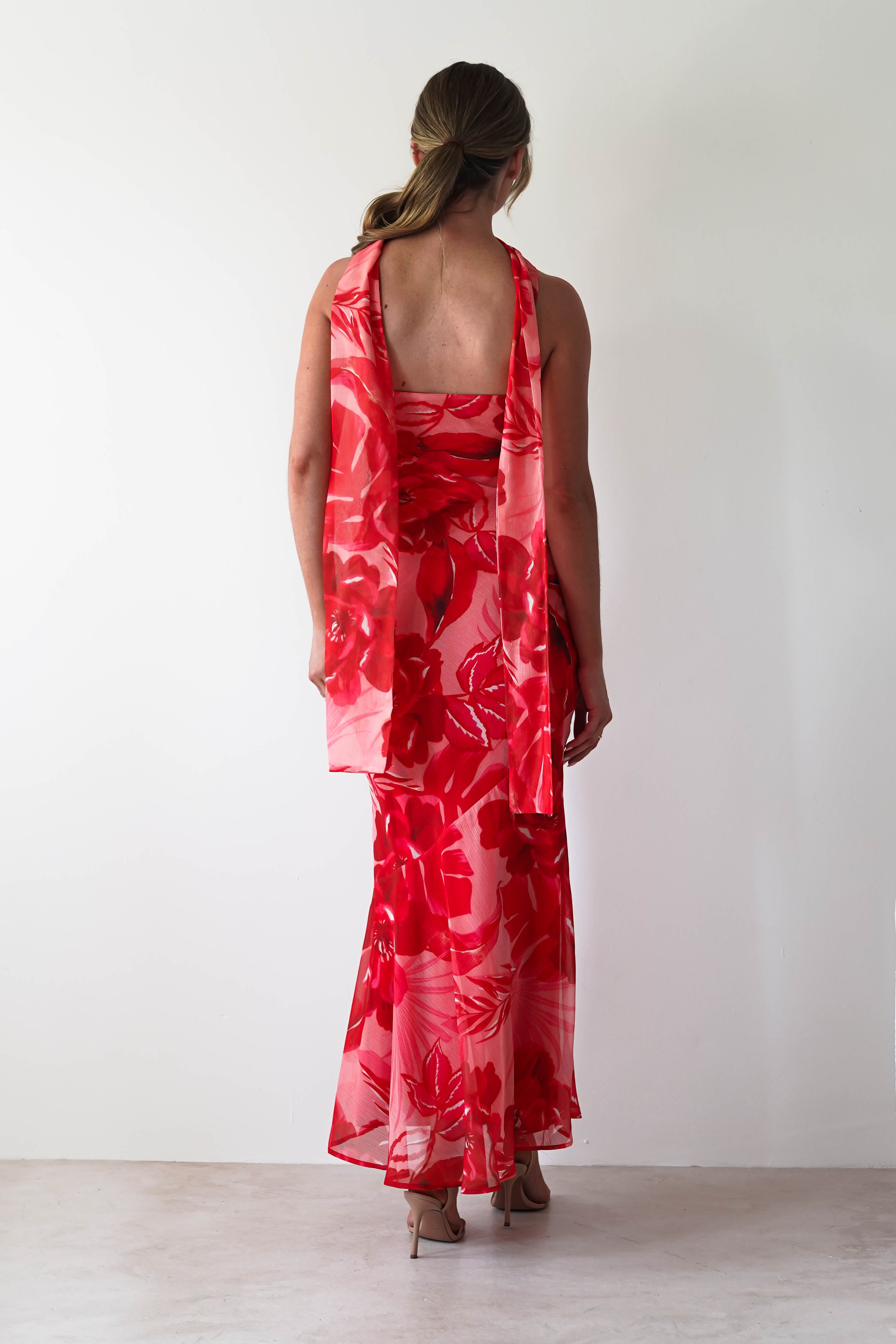 Charlene Floral Chiffon Maxi Dress Red Print | Wedding Guest Dress | Maxi | Chiffon | Oh Hello Clothing