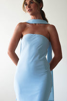 Carli Strapless Chiffon Maxi Dress Blue | Wedding Guest Dress | Maxi | Chiffon | Oh Hello Clothing
