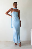 Carli Strapless Chiffon Maxi Dress Blue | Wedding Guest Dress | Maxi | Chiffon | Oh Hello Clothing