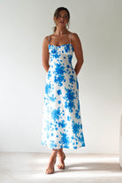 Gina Cotton Floral Maxi Dress Blue/White Print | Wedding Guest Dress | Maxi | Oh Hello Clothing