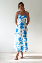Gina Cotton Floral Maxi Dress Blue/White Print | Wedding Guest Dress | Maxi | Oh Hello Clothing