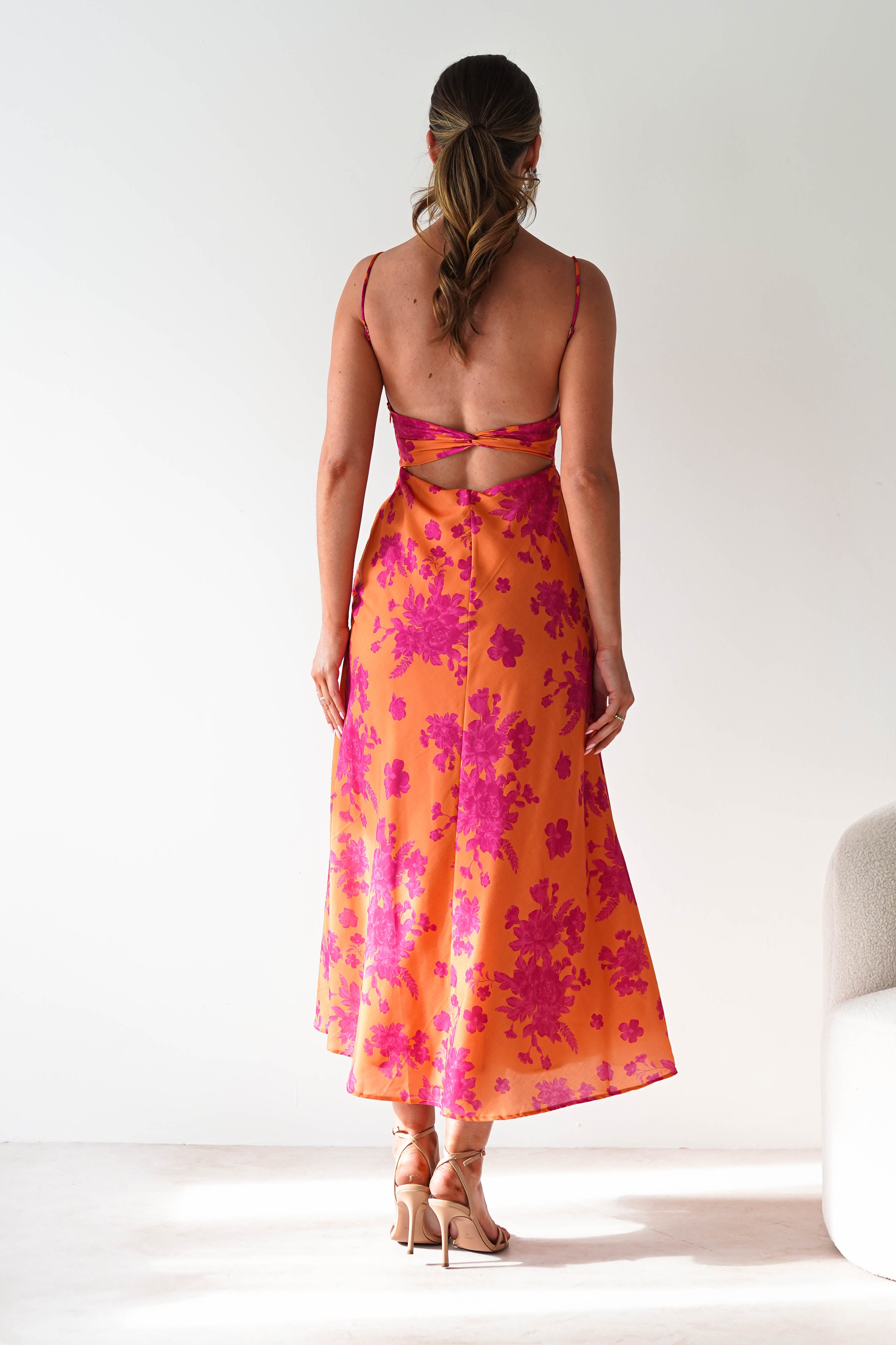 Gina Cotton Floral Maxi Dress Orange/Pink | Wedding Guest Dress | Maxi | Oh Hello Clothing