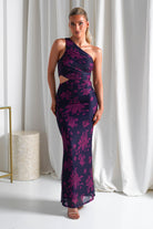 Petra Bodycon Printed Maxi Dress Grape | Wedding Guest Dress | Bodycon | Maxi | Oh Hello Clothing