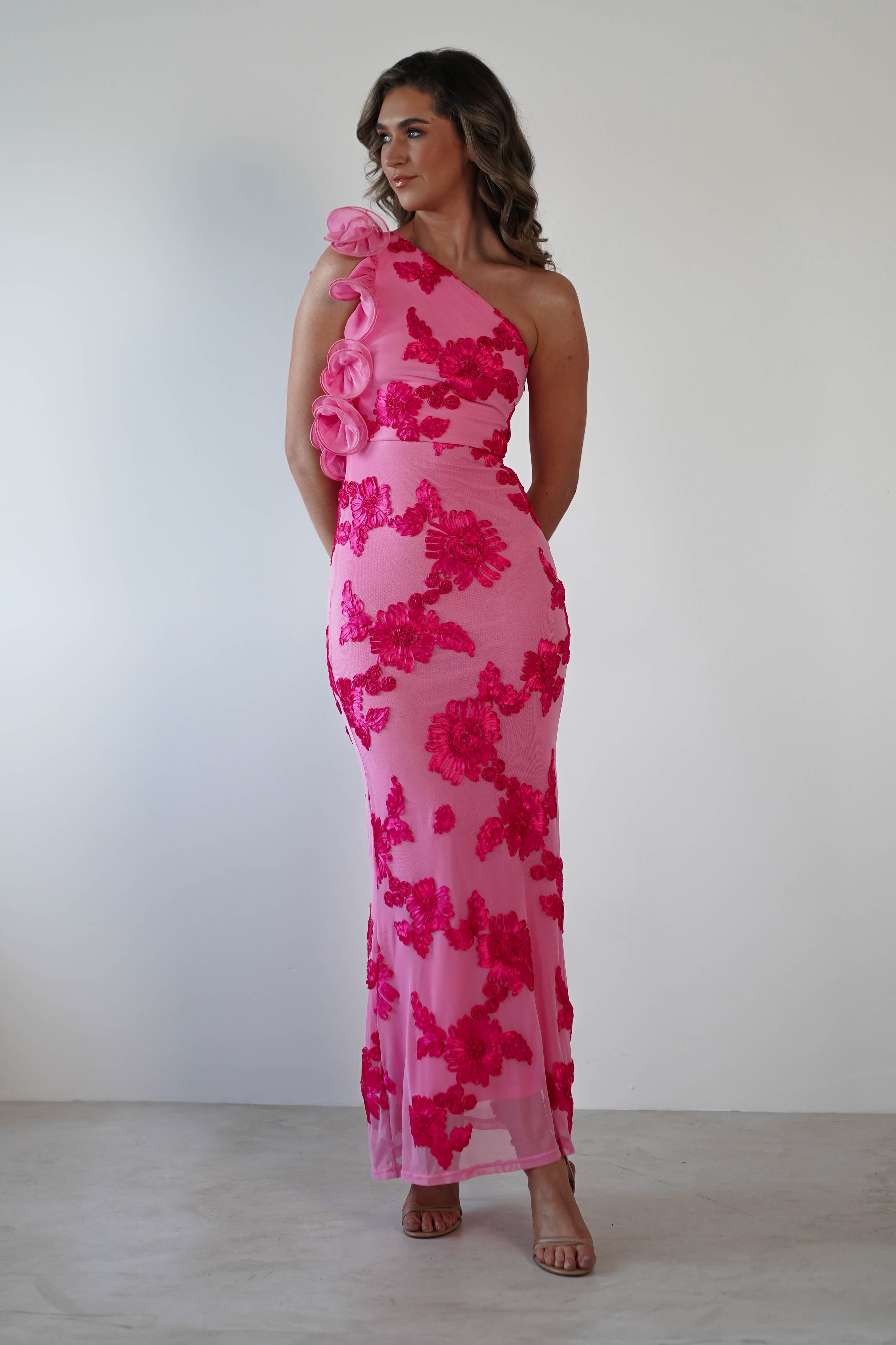Sydney Bodycon Maxi Dress Pink Print | Wedding Guest Dress | Bodycon | Maxi | Oh Hello Clothing