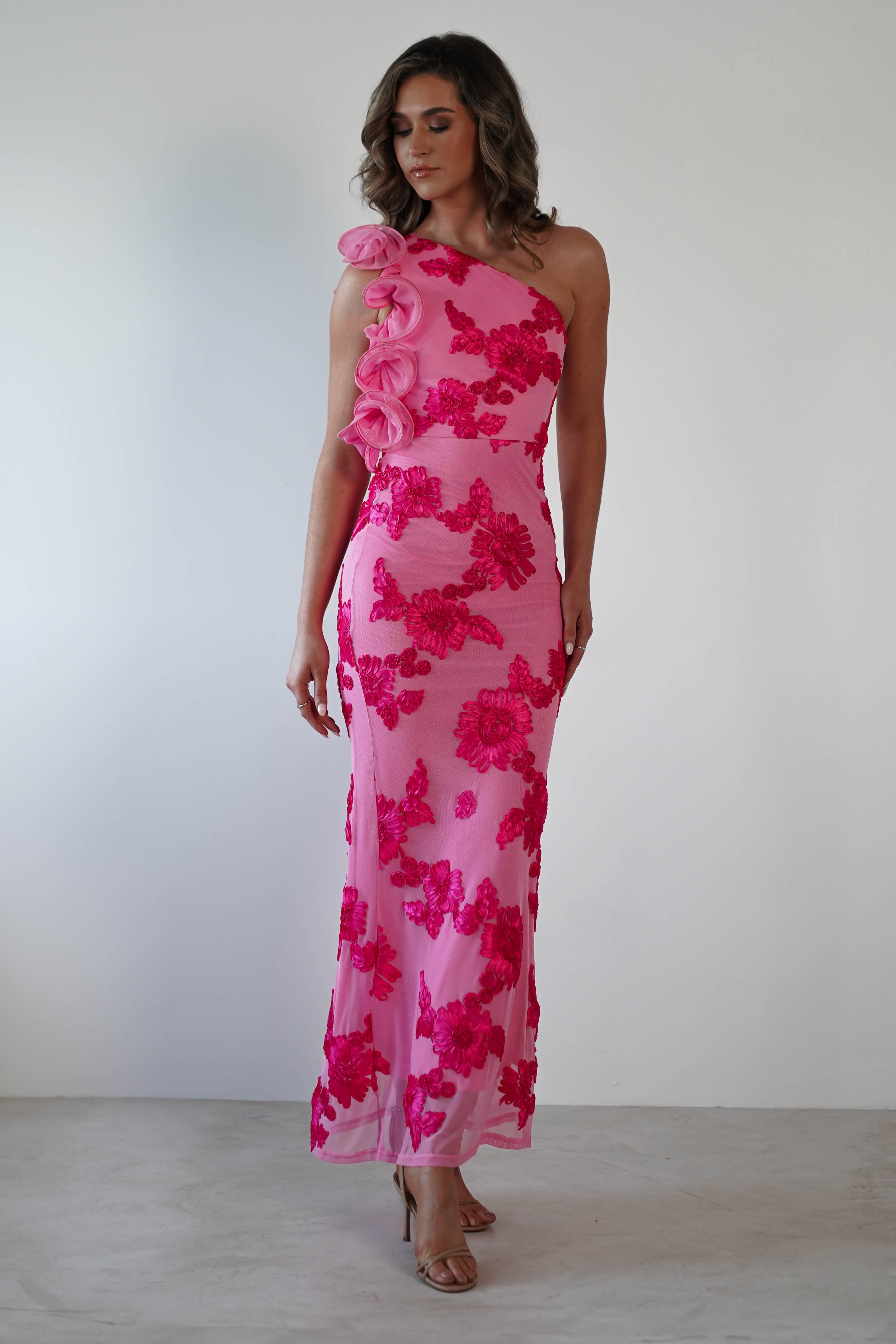 Sydney Bodycon Maxi Dress Pink Print | Wedding Guest Dress | Bodycon | Maxi | Oh Hello Clothing