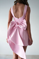 Maria Pearl Bow Detail Mini Dress Pink | Wedding Guest Dress | Oh Hello Clothing