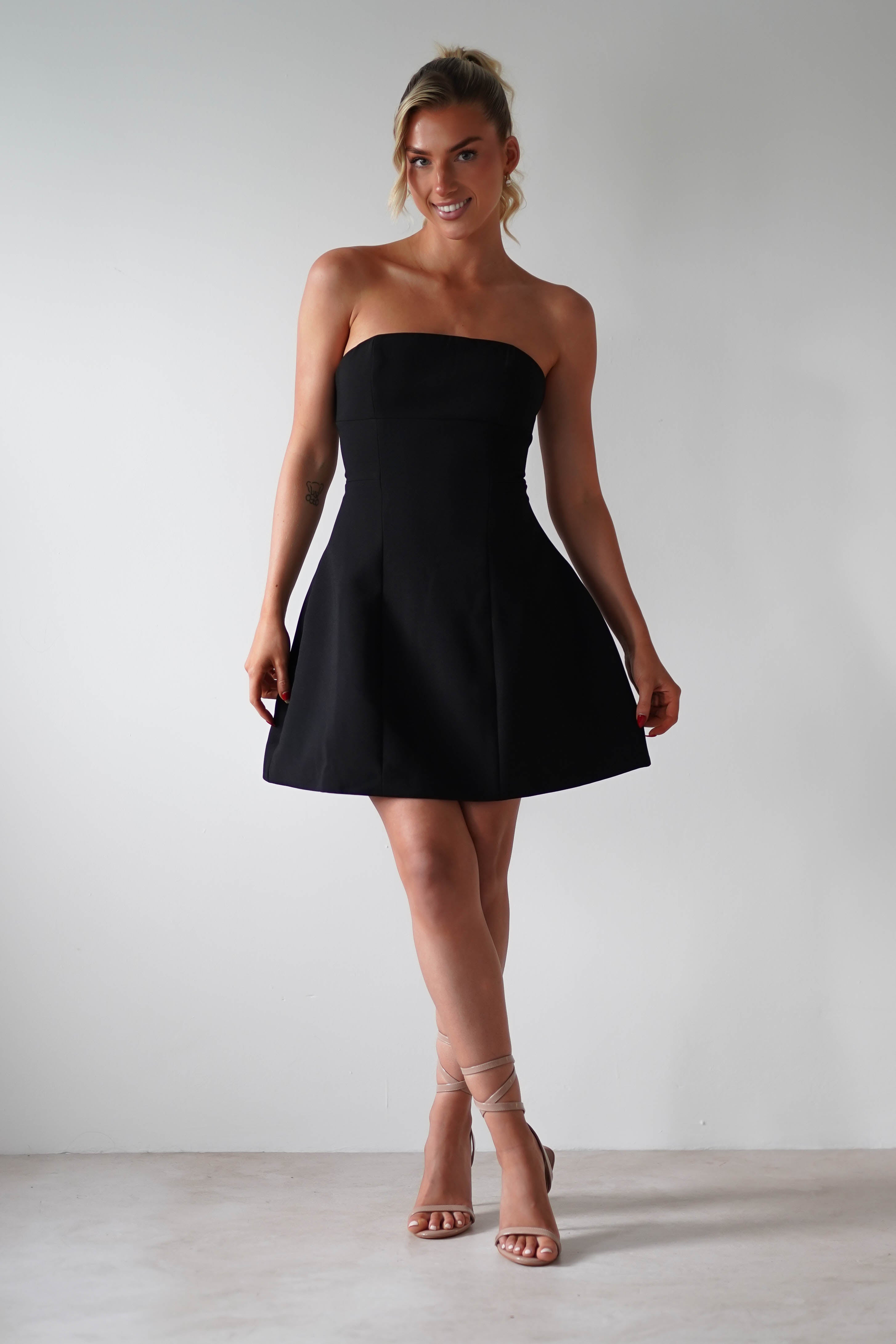 Miley Structured Mini Dress Black | Wedding Guest Dress | Oh Hello Clothing