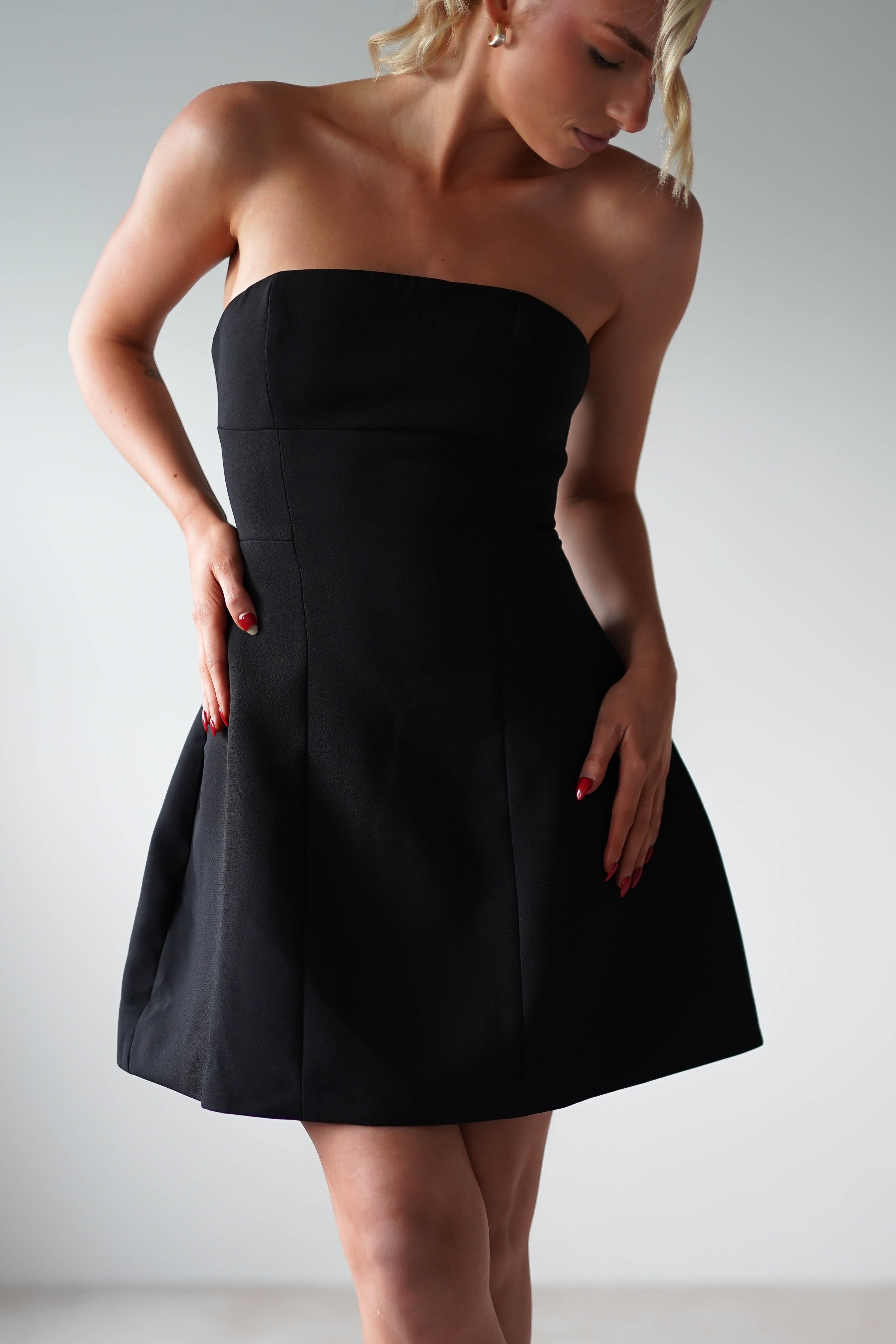 Miley Structured Mini Dress Black | Wedding Guest Dress | Oh Hello Clothing