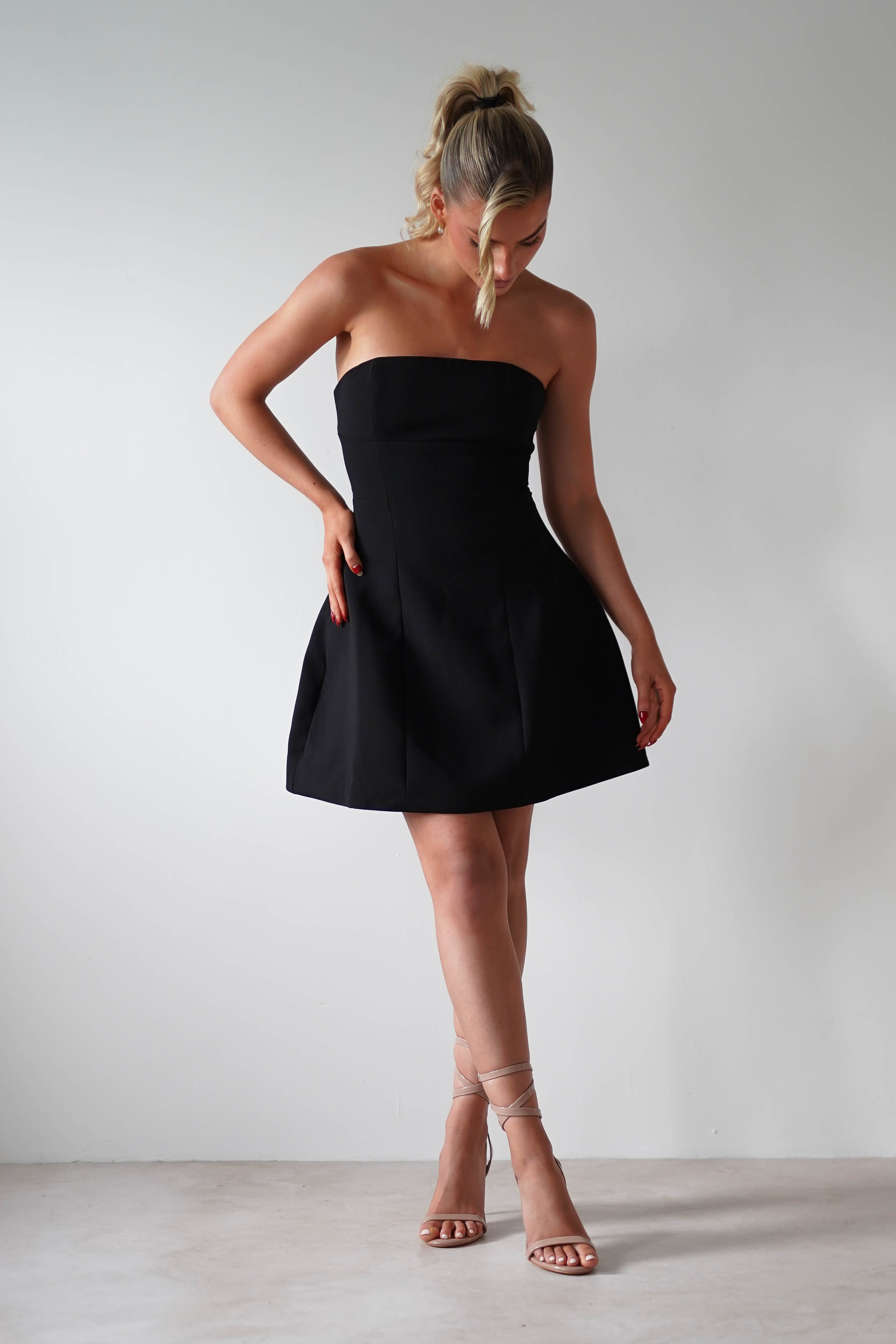 Miley Structured Mini Dress Black | Wedding Guest Dress | Oh Hello Clothing