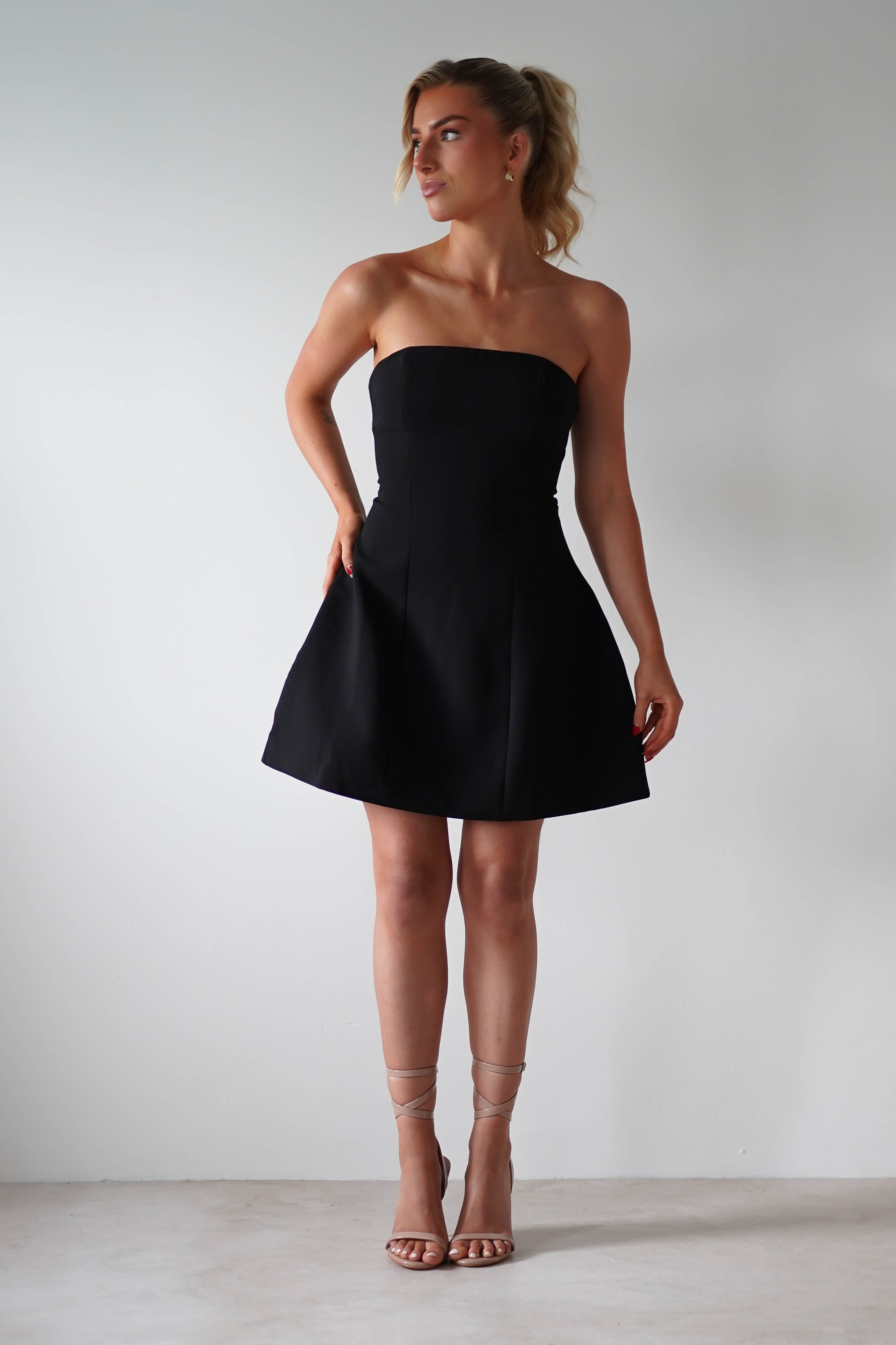 Miley Structured Mini Dress Black | Wedding Guest Dress | Oh Hello Clothing