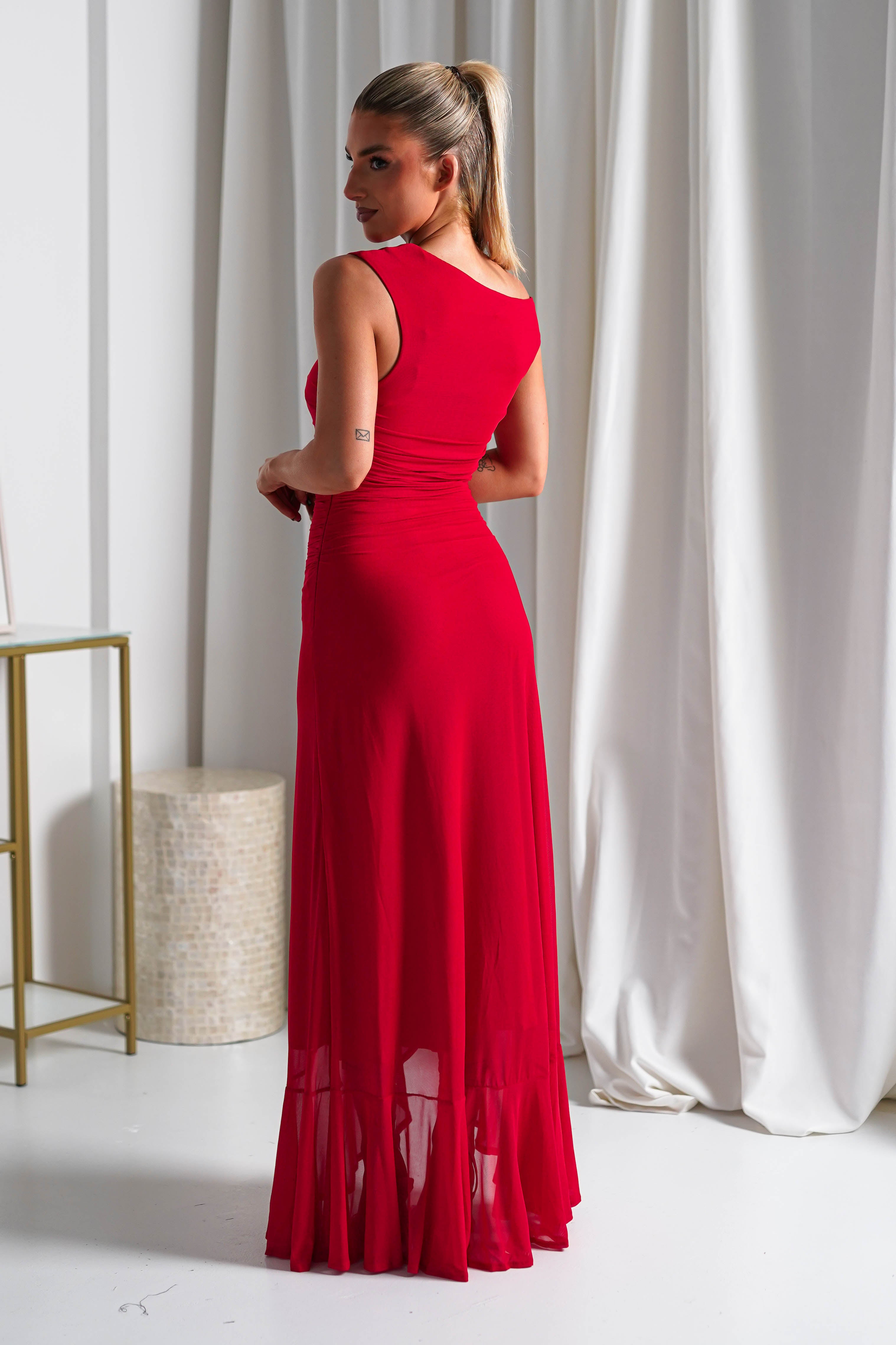 Cellinna Mesh Maxi Dress Red | Wedding Guest Dress | Maxi | Mesh | Oh Hello Clothing