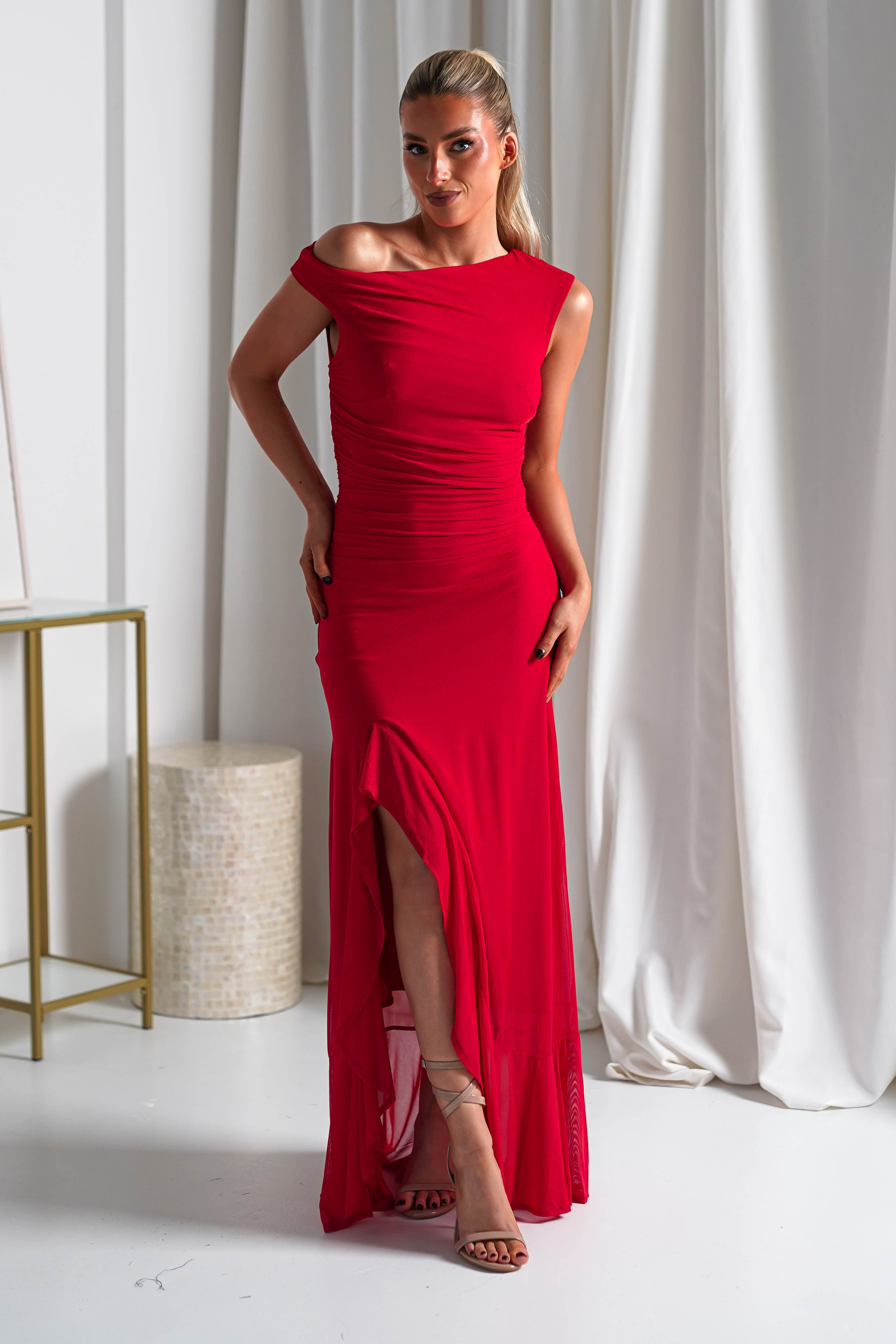 Cellinna Mesh Maxi Dress Red | Wedding Guest Dress | Maxi | Mesh | Oh Hello Clothing