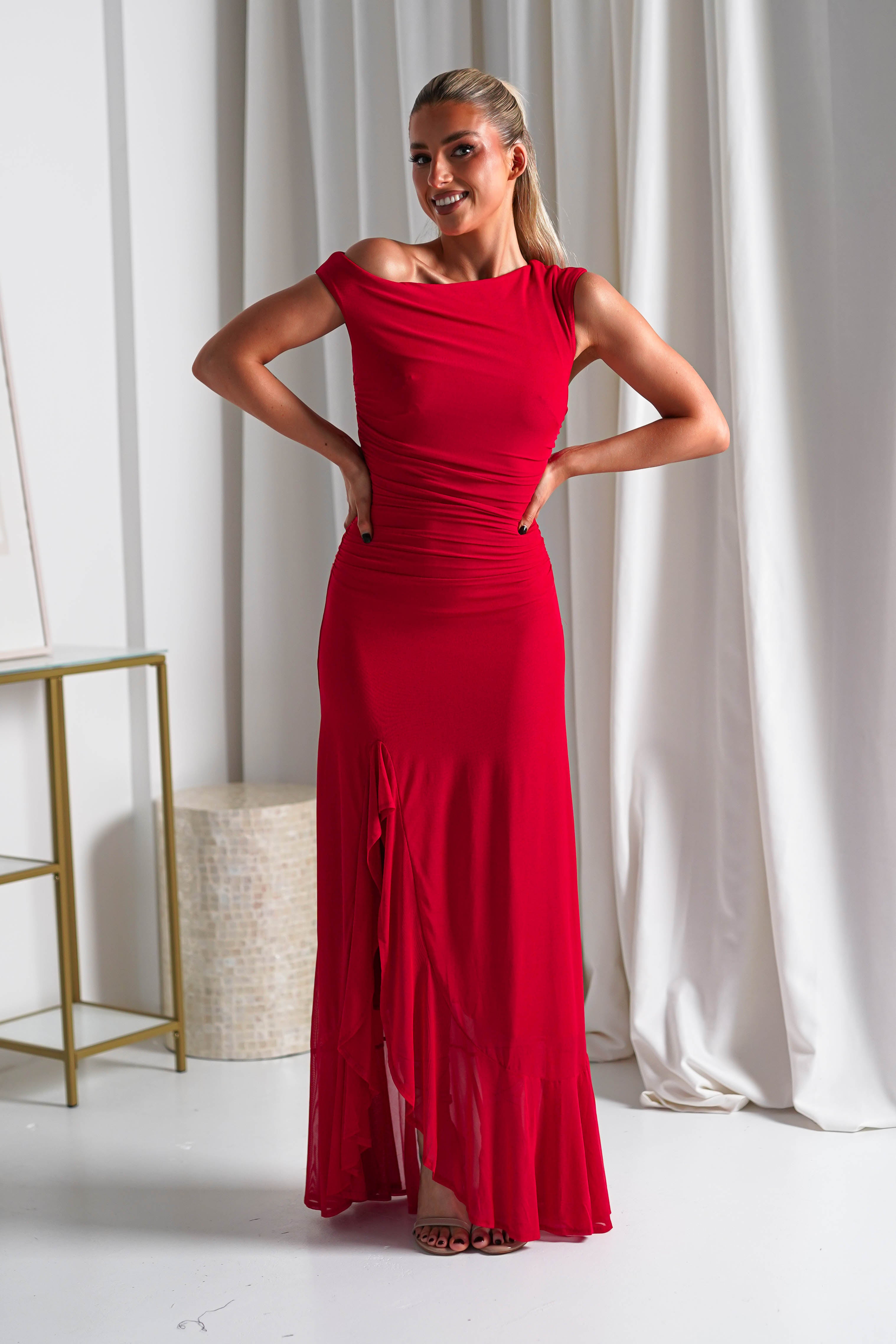 Cellinna Mesh Maxi Dress Red | Wedding Guest Dress | Maxi | Mesh | Oh Hello Clothing