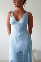 Hailey Cotton Floral Detail Maxi Blue | Wedding Guest Dress | Maxi | Oh Hello Clothing