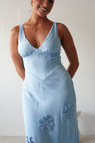 Hailey Cotton Floral Detail Maxi Blue | Wedding Guest Dress | Maxi | Oh Hello Clothing