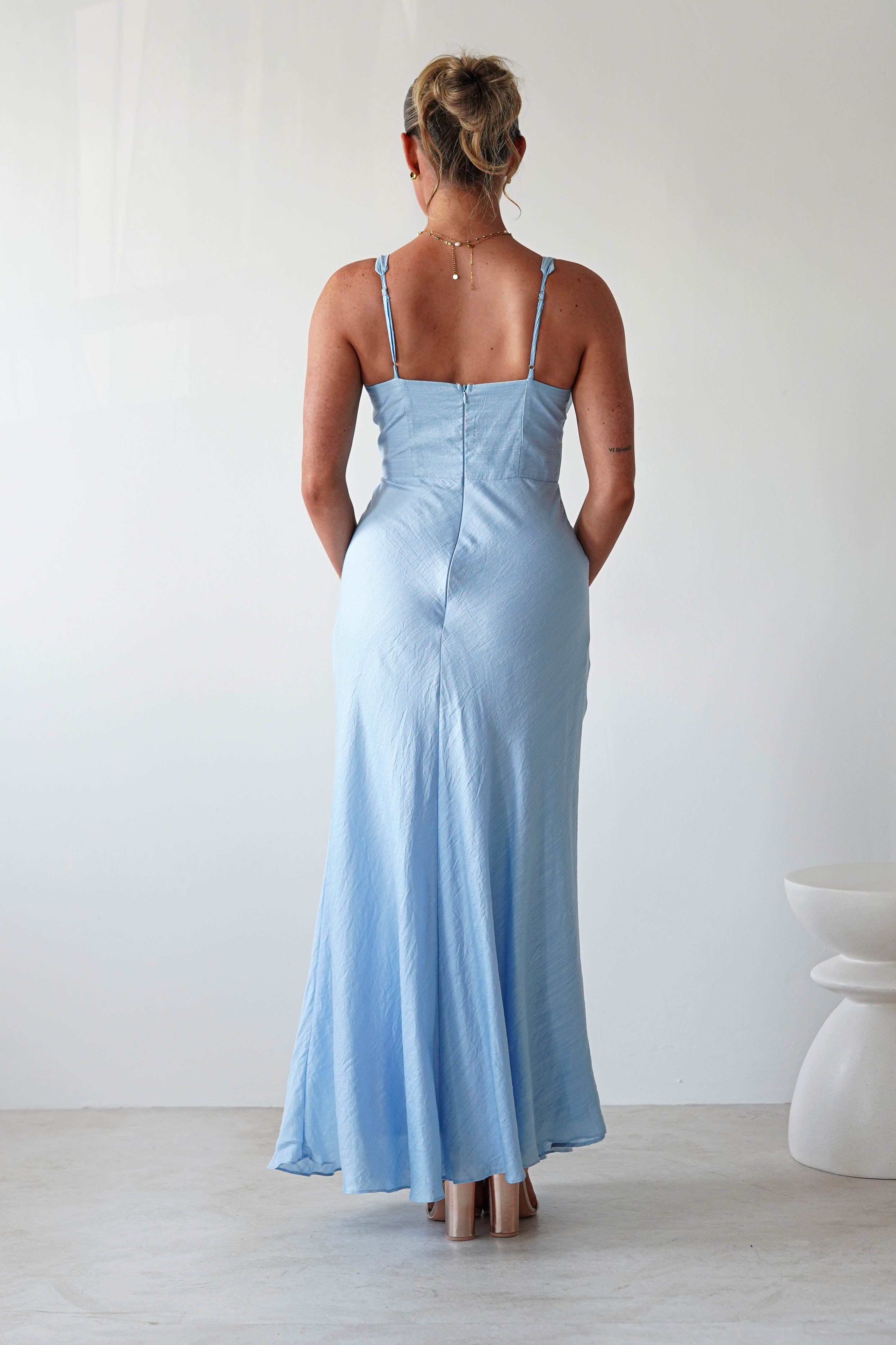 Hailey Cotton Floral Detail Maxi Blue | Wedding Guest Dress | Maxi | Oh Hello Clothing