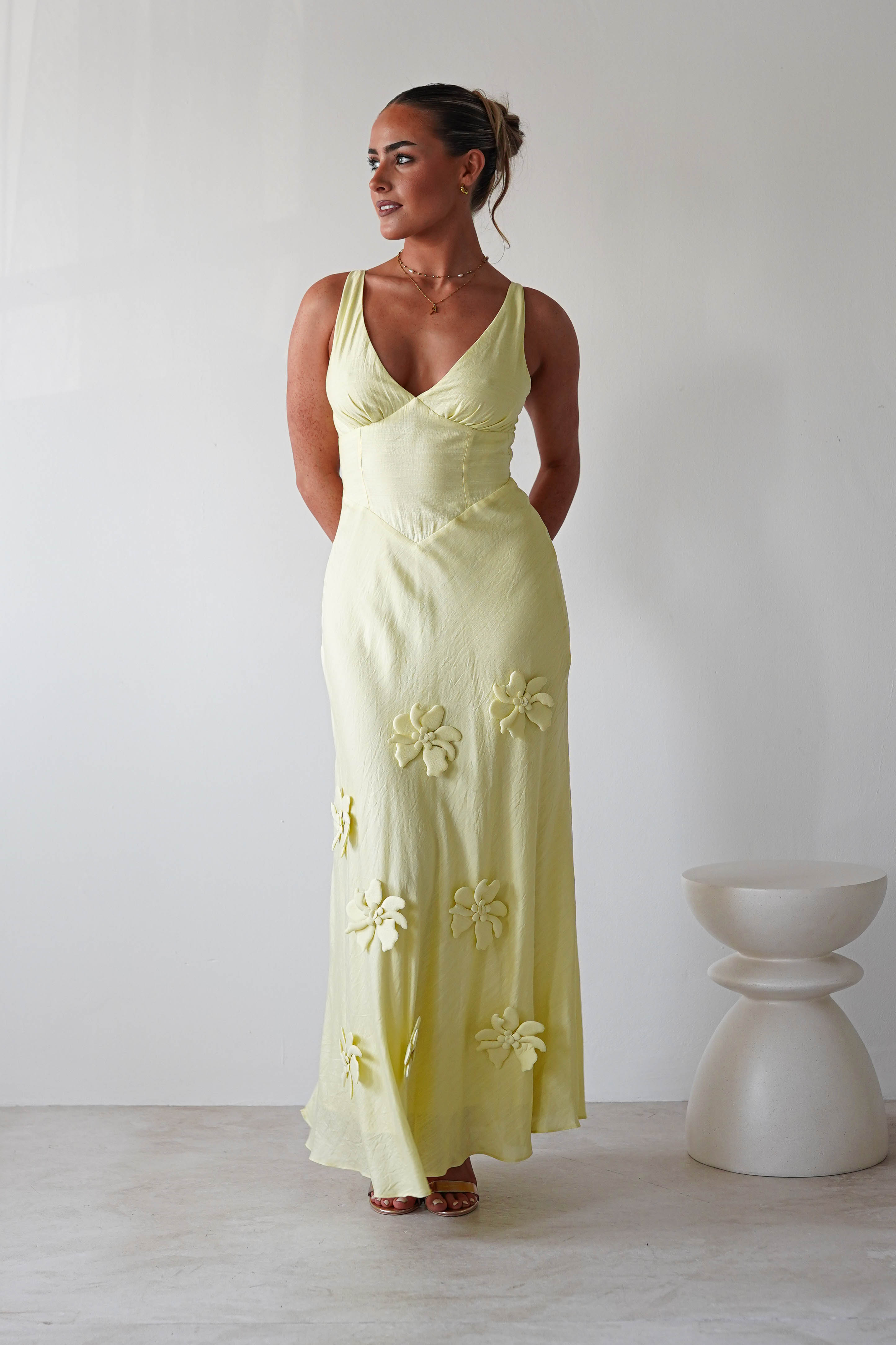Hailey Cotton Floral Detail Maxi Yellow | Wedding Guest Dress | Maxi | Oh Hello Clothing