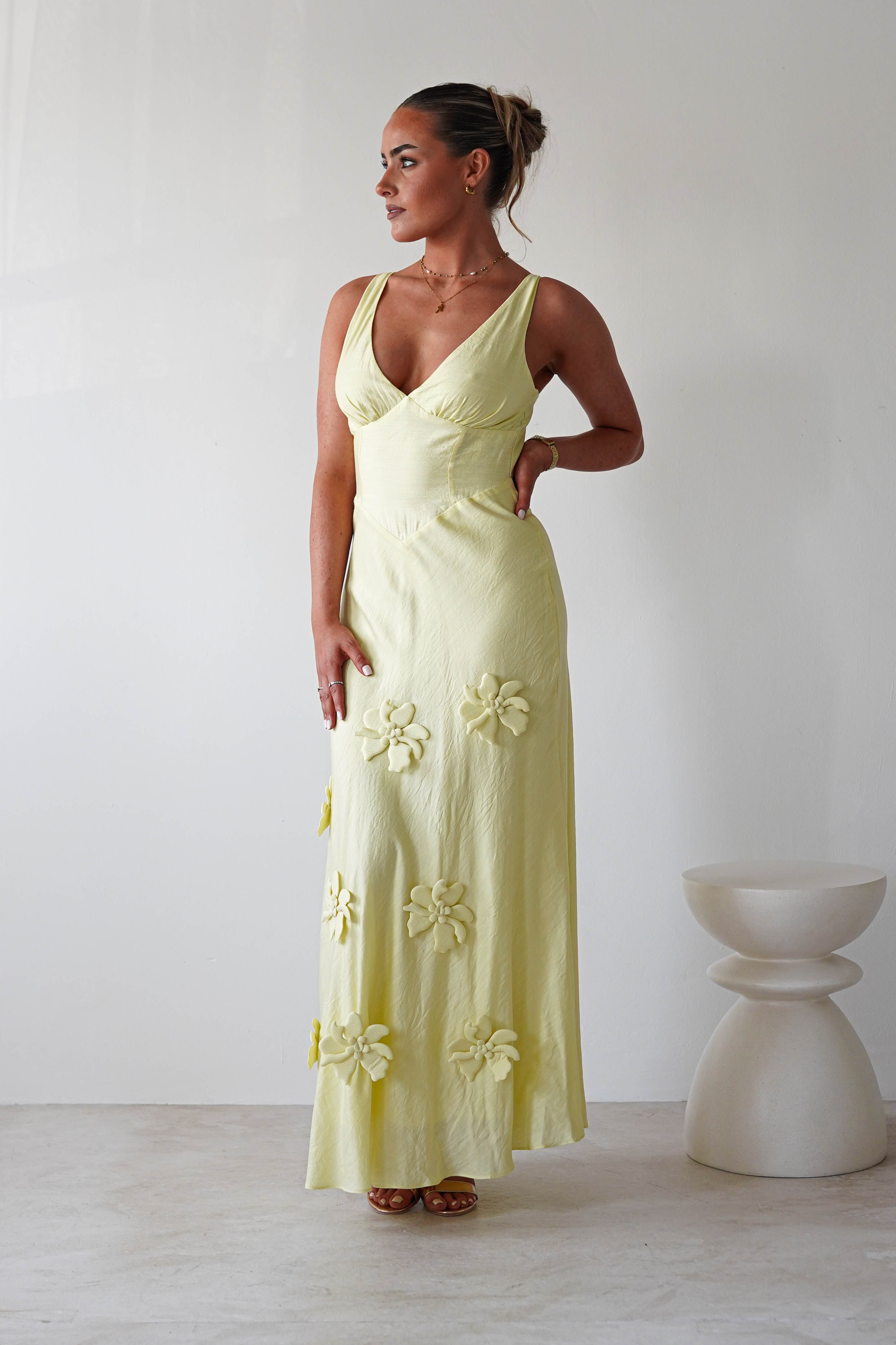 Hailey Cotton Floral Detail Maxi Yellow | Wedding Guest Dress | Maxi | Oh Hello Clothing