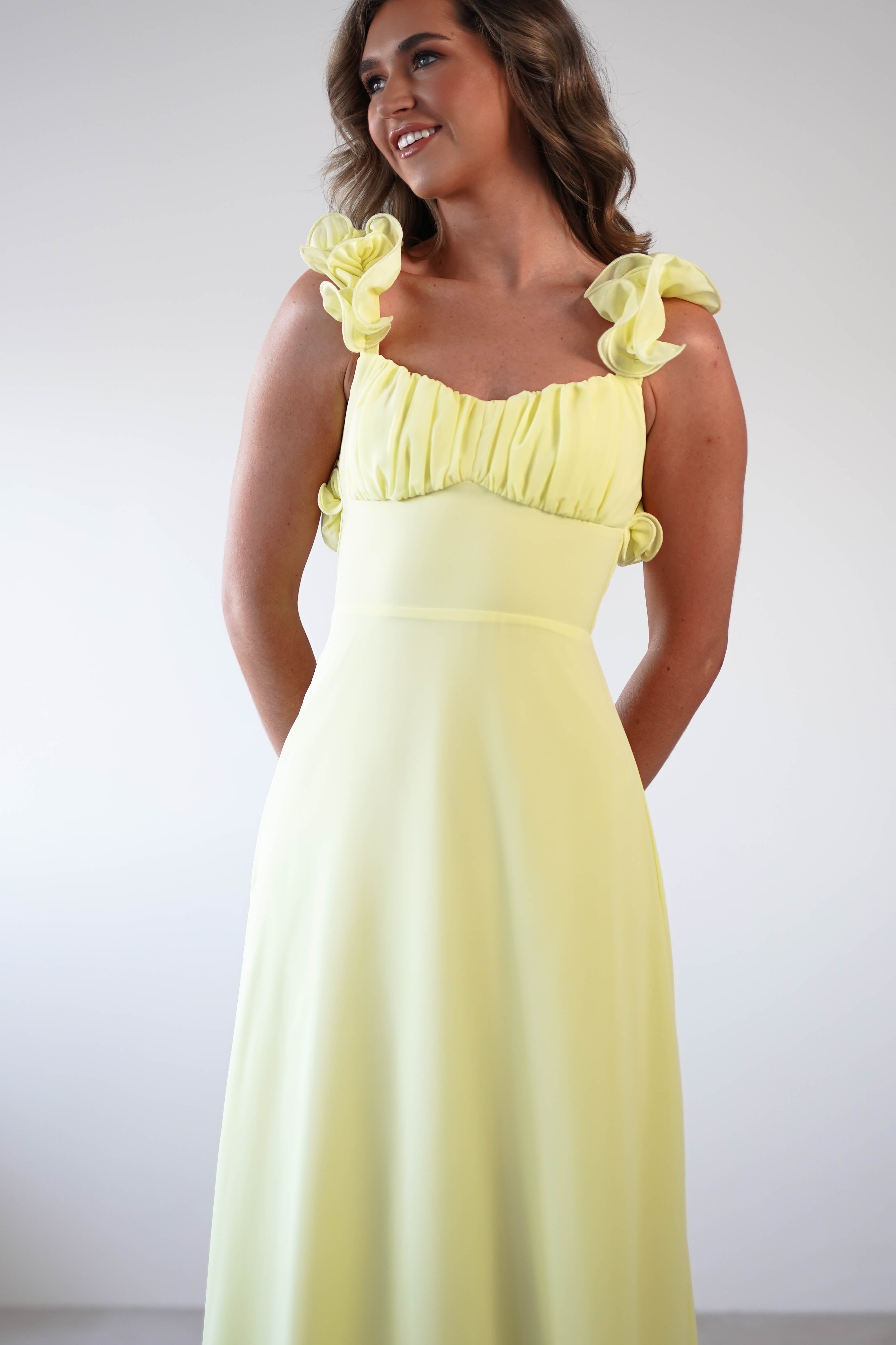 Sadie Ruffle Sleeve Maxi Dress Yellow | Wedding Guest Dress | Maxi | Oh Hello Clothing