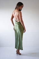 Bayleigh Soft Satin Maxi Dress Olive | Wedding Guest Dress | Maxi | Satin | Oh Hello Clothing