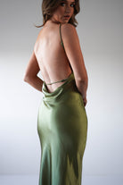 Bayleigh Soft Satin Maxi Dress Olive | Wedding Guest Dress | Maxi | Satin | Oh Hello Clothing