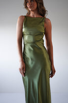 Bayleigh Soft Satin Maxi Dress Olive | Wedding Guest Dress | Maxi | Satin | Oh Hello Clothing