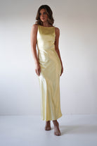 Bayleigh Soft Satin Maxi Dress Yellow | Wedding Guest Dress | Maxi | Satin | Oh Hello Clothing