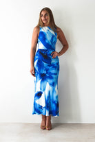 Ellarose Square Neck Maxi Dress Blue Print | Wedding Guest Dress | Square Neck | Maxi | Oh Hello Clothing