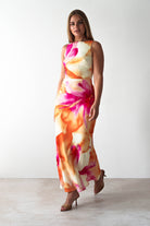 Ellarose Square Neck Maxi Dress Orange/Pink | Wedding Guest Dress | Square Neck | Maxi | Oh Hello Clothing