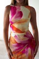 Ellarose Square Neck Maxi Dress Orange/Pink | Wedding Guest Dress | Square Neck | Maxi | Oh Hello Clothing