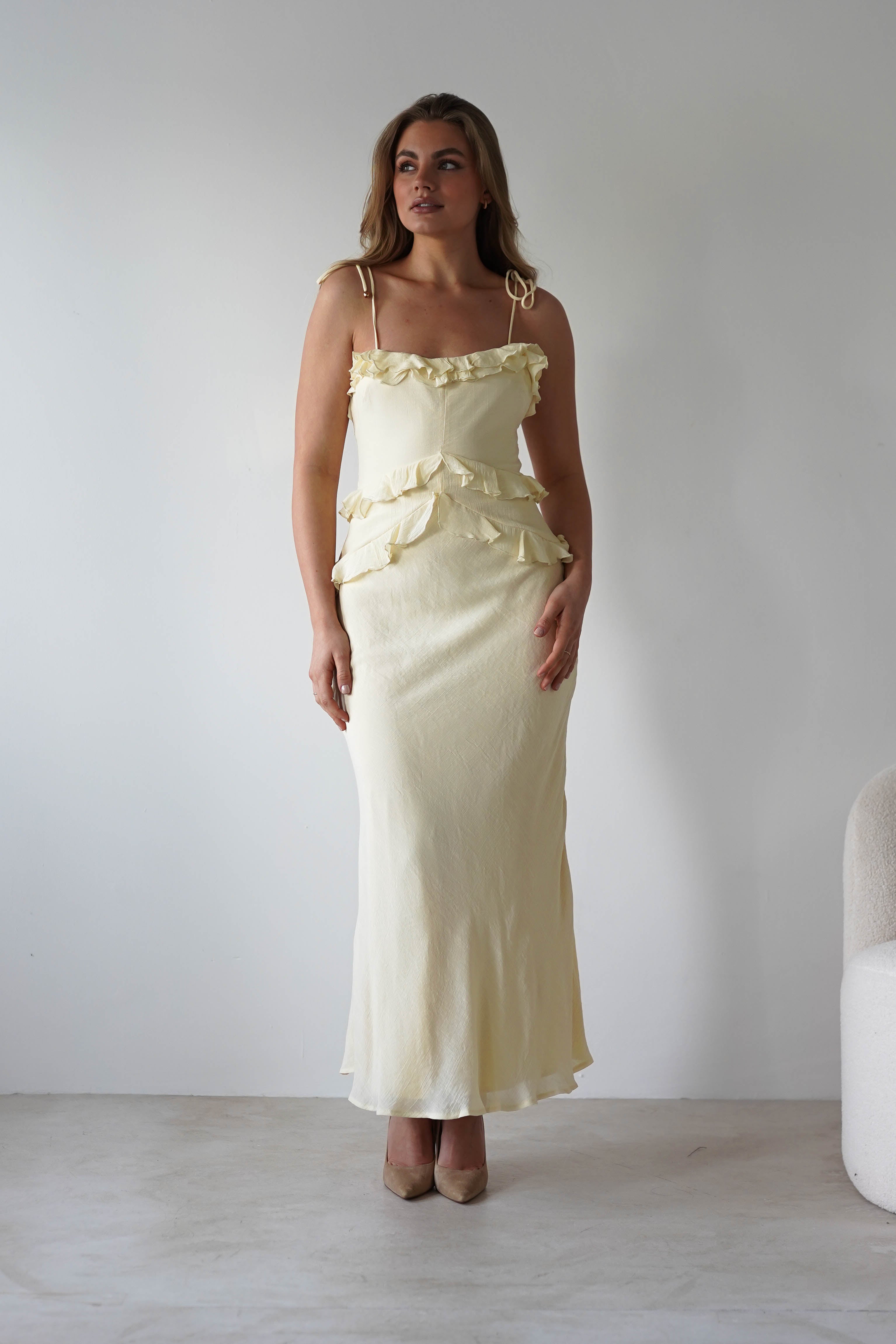 Faith Ruffle Cotton Maxi Dress Yellow | Wedding Guest Dress | Maxi | Oh Hello Clothing