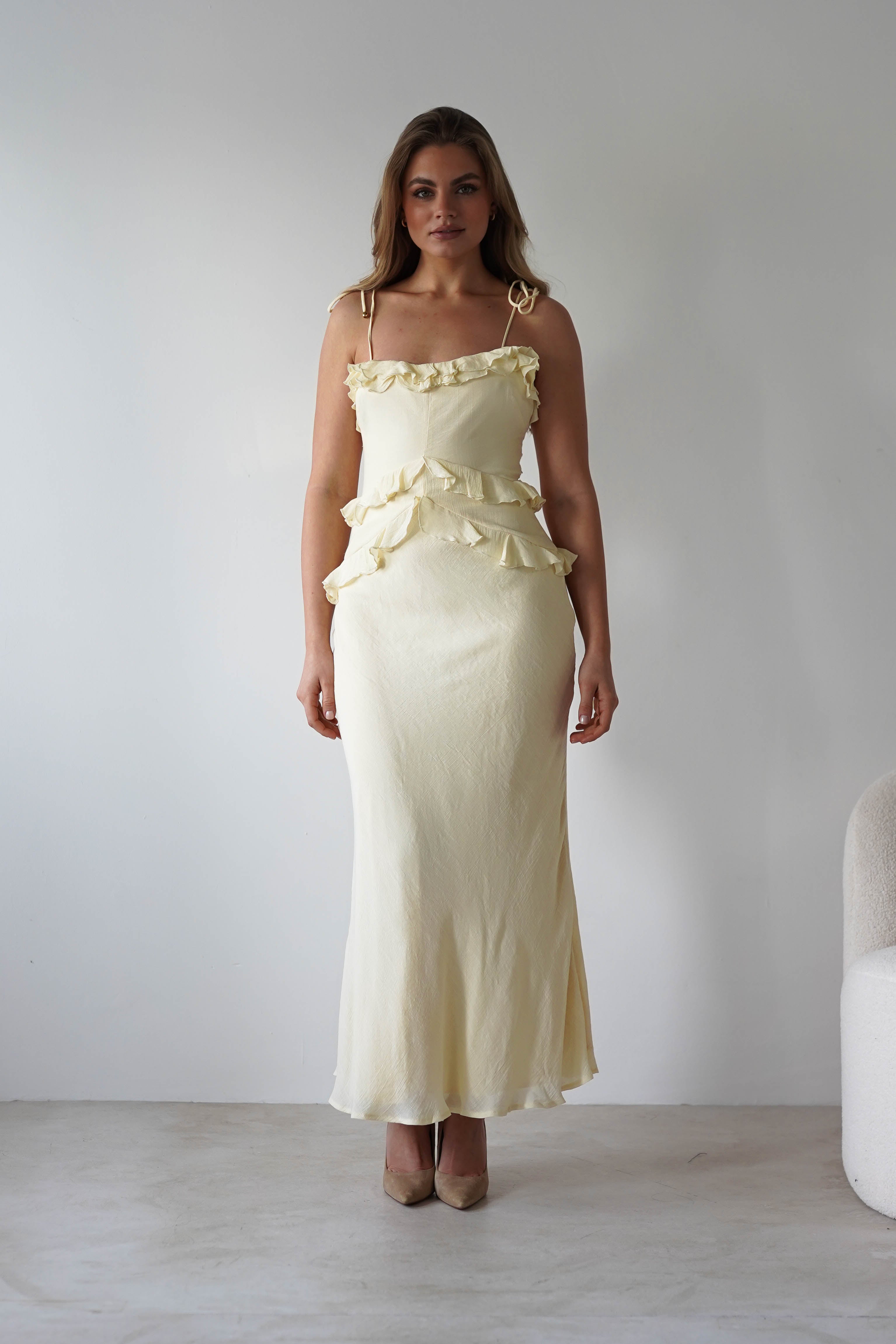 Faith Ruffle Cotton Maxi Dress Yellow | Wedding Guest Dress | Maxi | Oh Hello Clothing