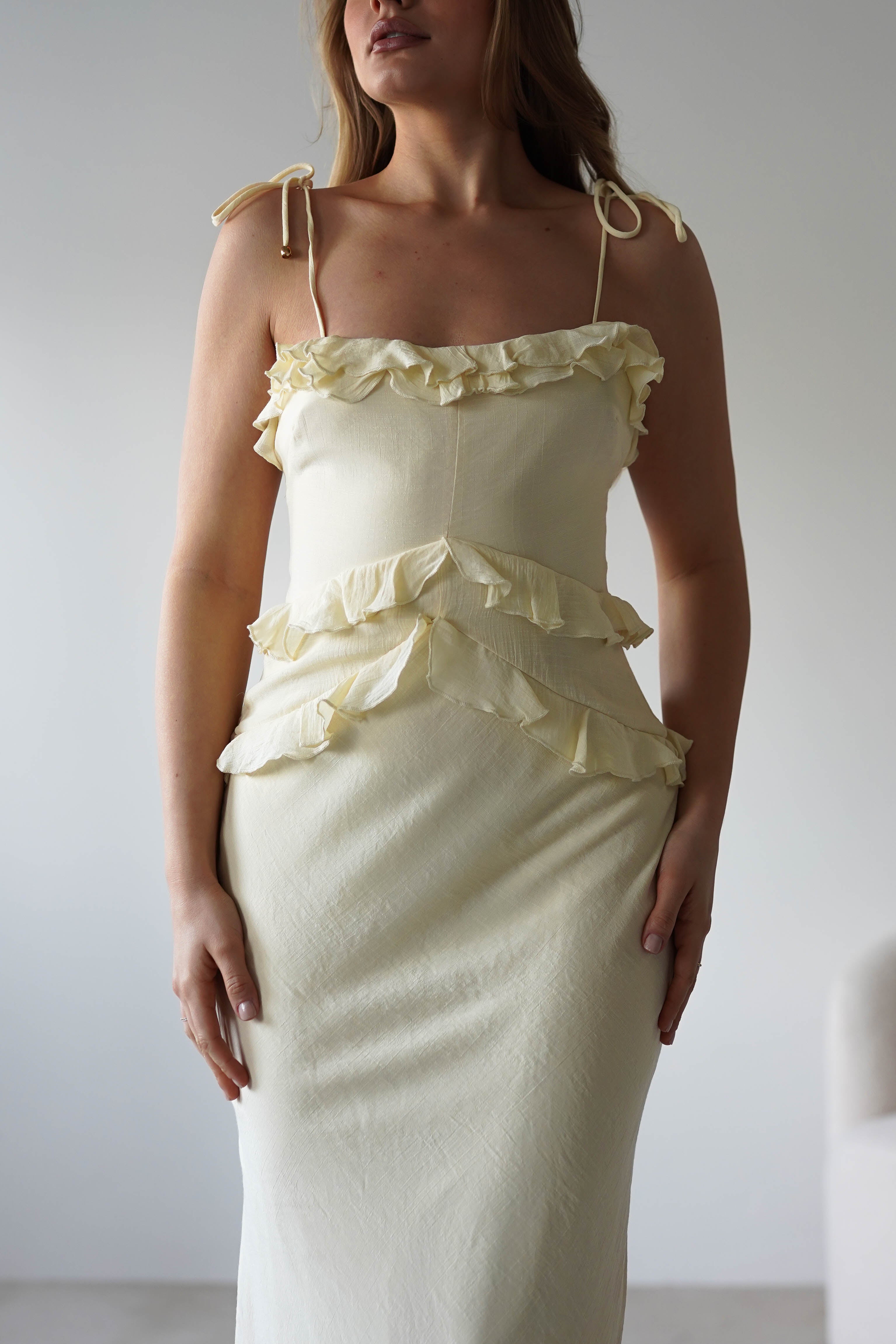 Faith Ruffle Cotton Maxi Dress Yellow | Wedding Guest Dress | Maxi | Oh Hello Clothing