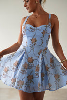 Mariel Floral Print Mini Skater Dress Blue | Wedding Guest Dress | Skater | Oh Hello Clothing