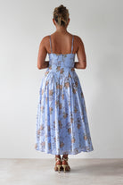Tessa Floral Print Skater Midaxi Dress Blue | Wedding Guest Dress | Skater | Oh Hello Clothing