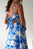 Maisie Floral Skater Maxi Dress Blue | Wedding Guest Dress | Maxi | Skater | Oh Hello Clothing