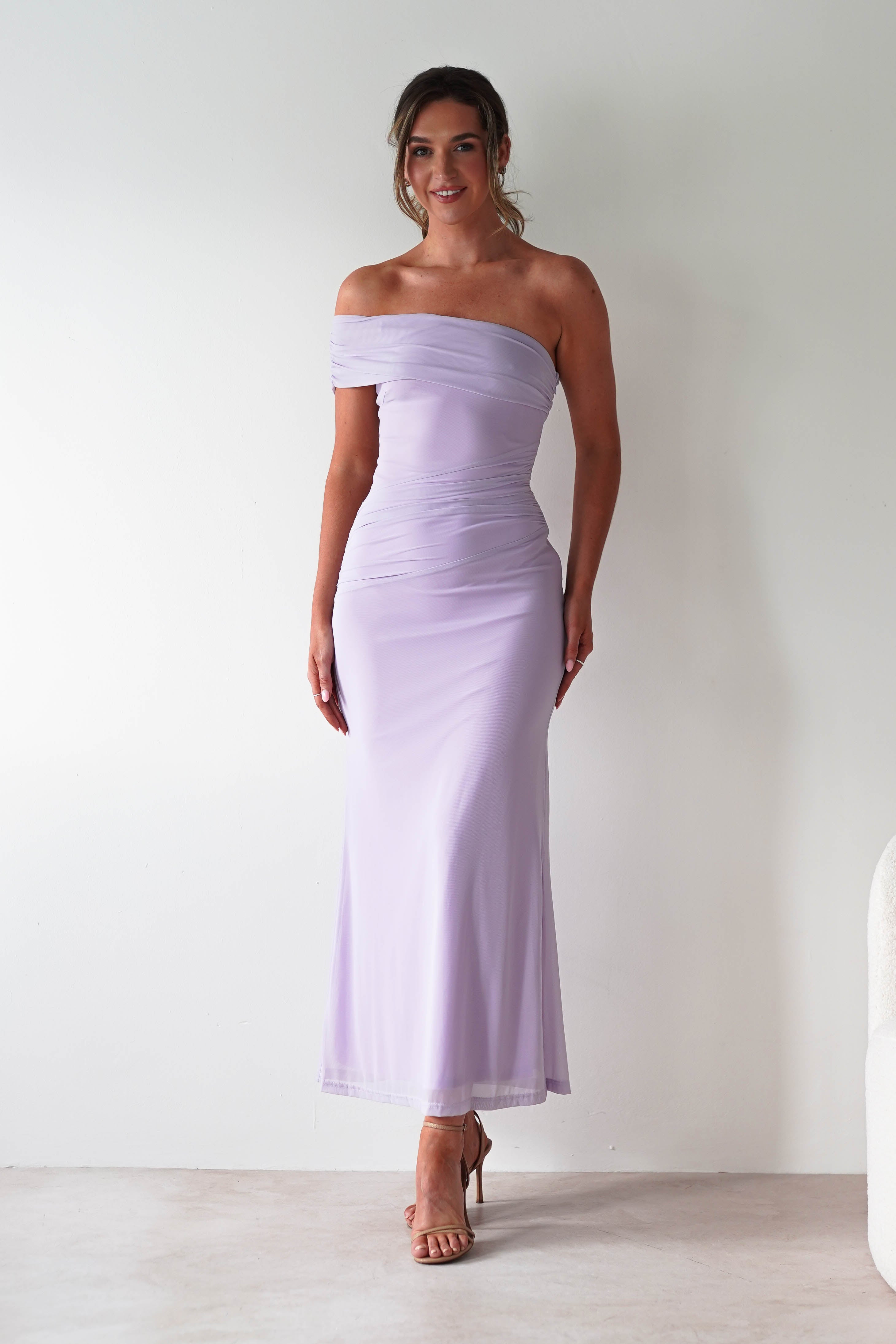 Roxanna Mesh Bodycon Midaxi Dress Lilac | Wedding Guest Dress | Bodycon | Mesh | Oh Hello Clothing