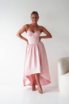 Oh Hello Clothing Women > Clothing > Dresses 1*DONE- 64900D-Blush Pink Lace Corset Midi Dress