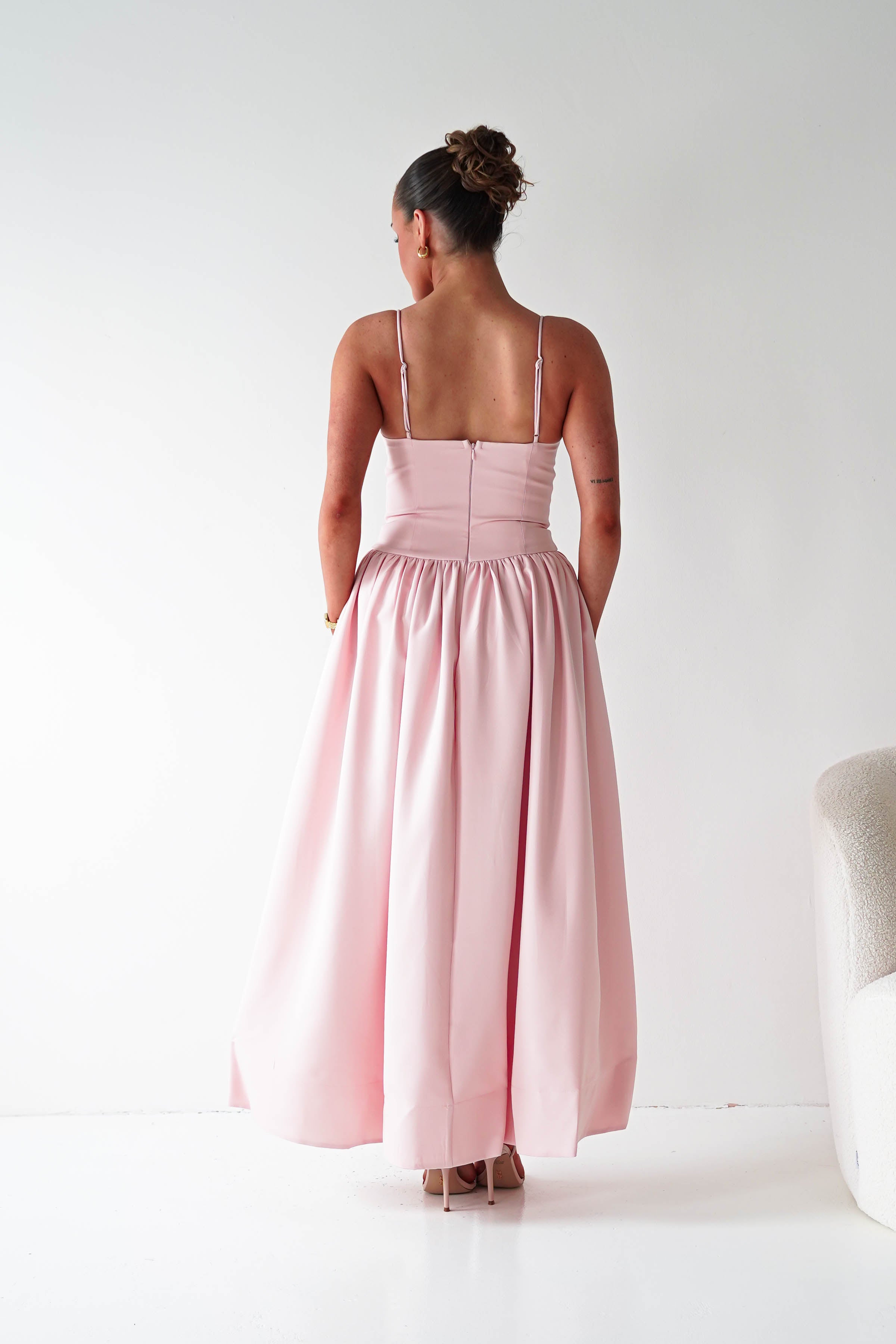 Oh Hello Clothing Women > Clothing > Dresses 1*DONE- 64900D-Blush Pink Lace Corset Midi Dress