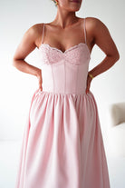 Oh Hello Clothing Women > Clothing > Dresses 1*DONE- 64900D-Blush Pink Lace Corset Midi Dress