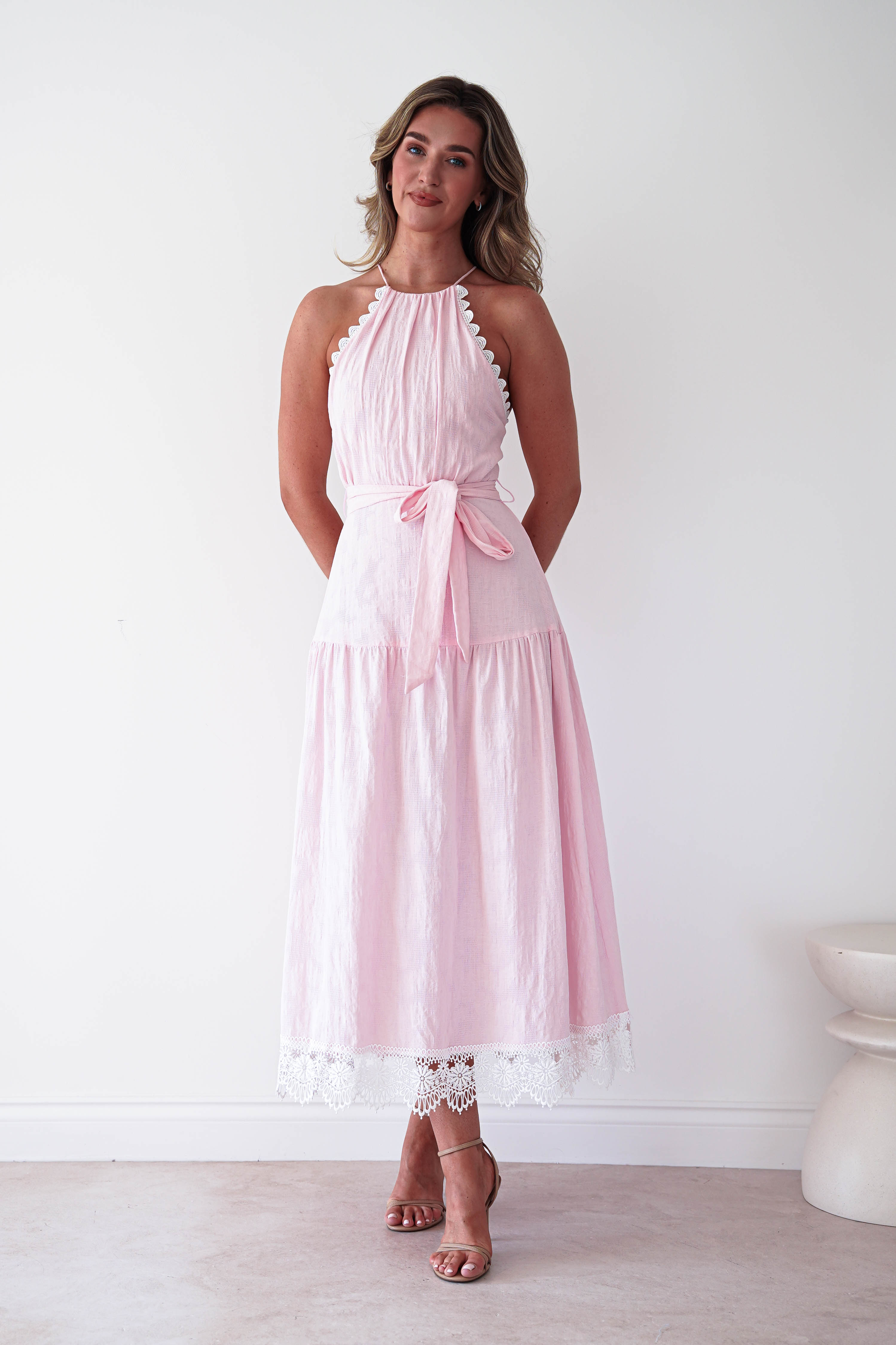 Oh Hello Clothing Dresses > Prom Dresses 1 *DONE 65128D PINK LACE TRIM