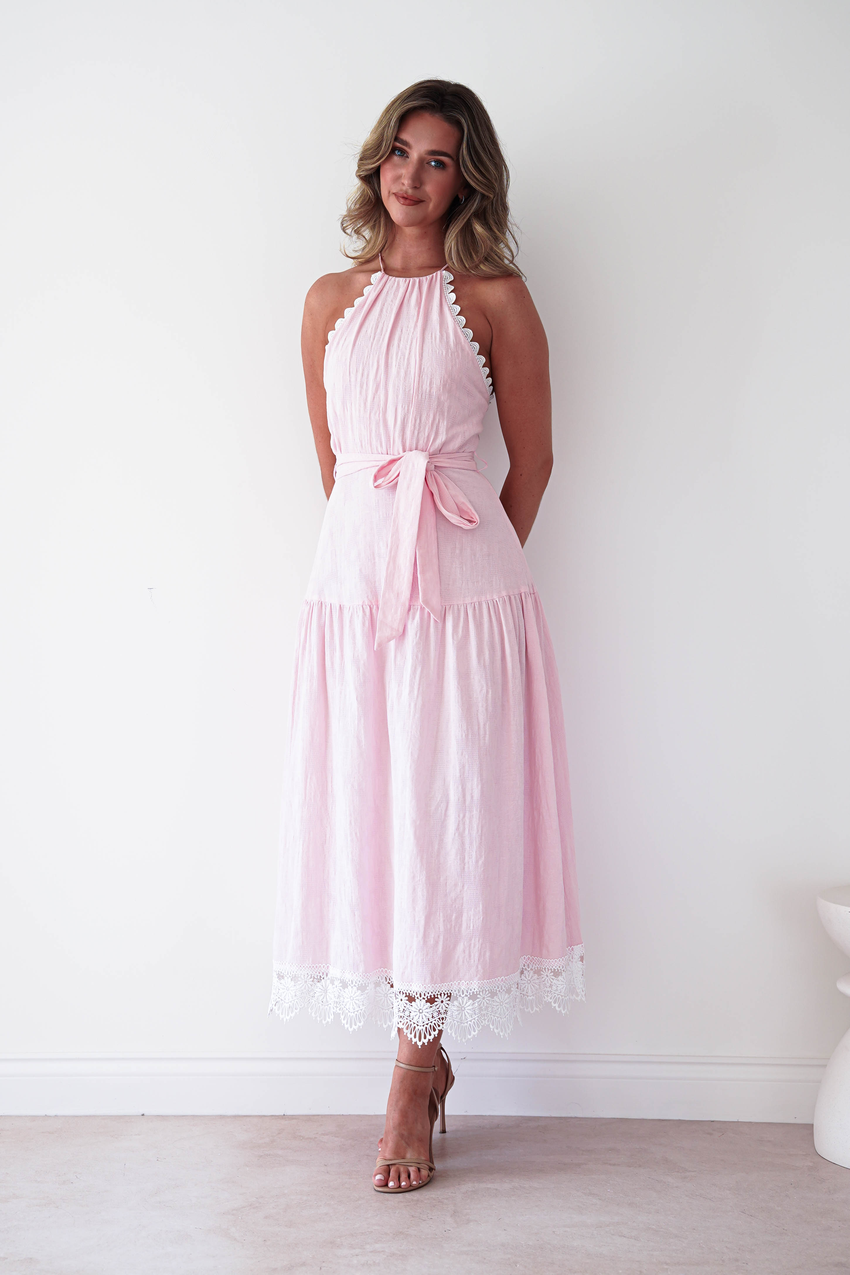 Oh Hello Clothing Dresses > Prom Dresses 1 *DONE 65128D PINK LACE TRIM