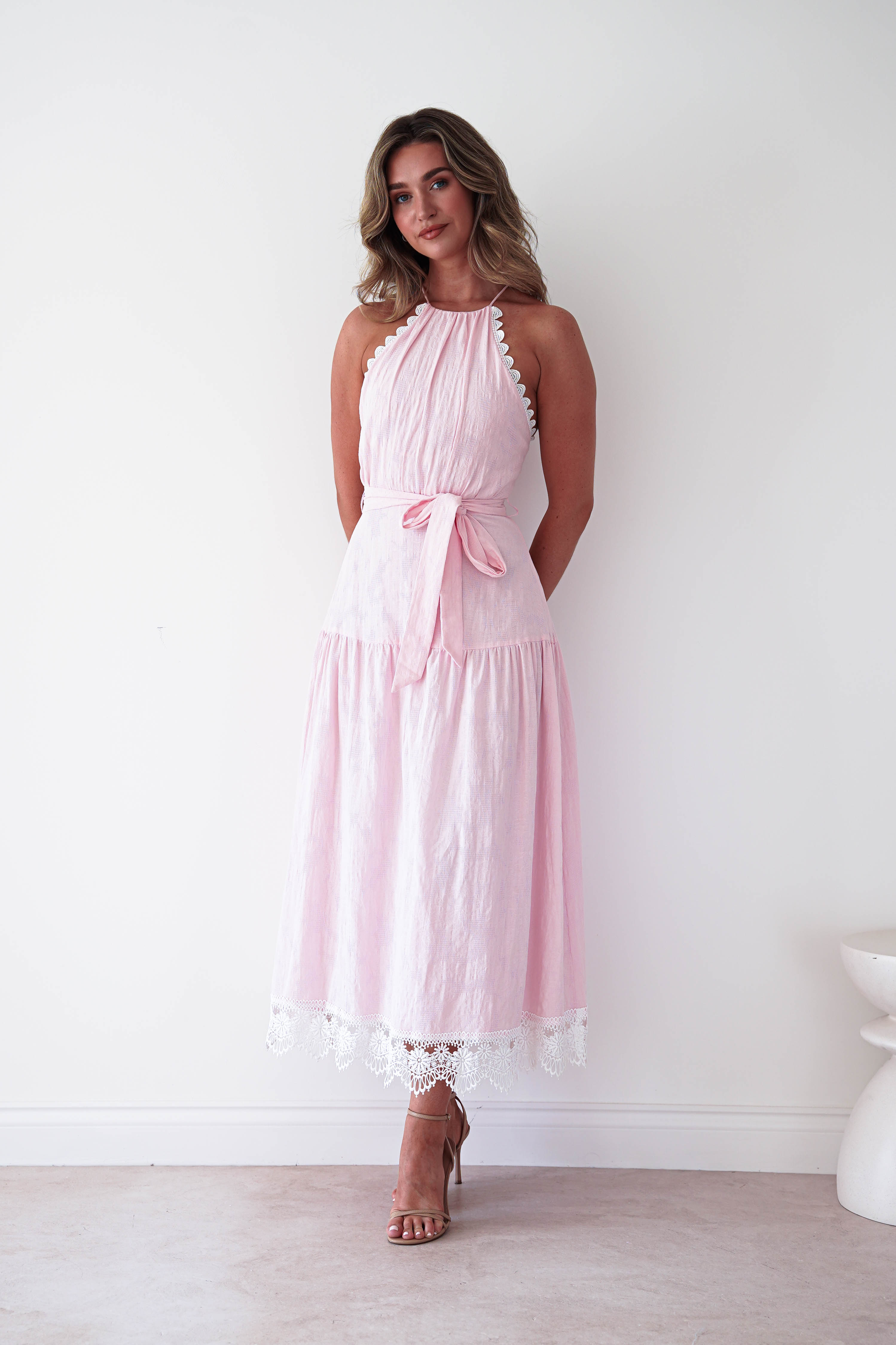 Oh Hello Clothing Dresses > Prom Dresses 1 *DONE 65128D PINK LACE TRIM
