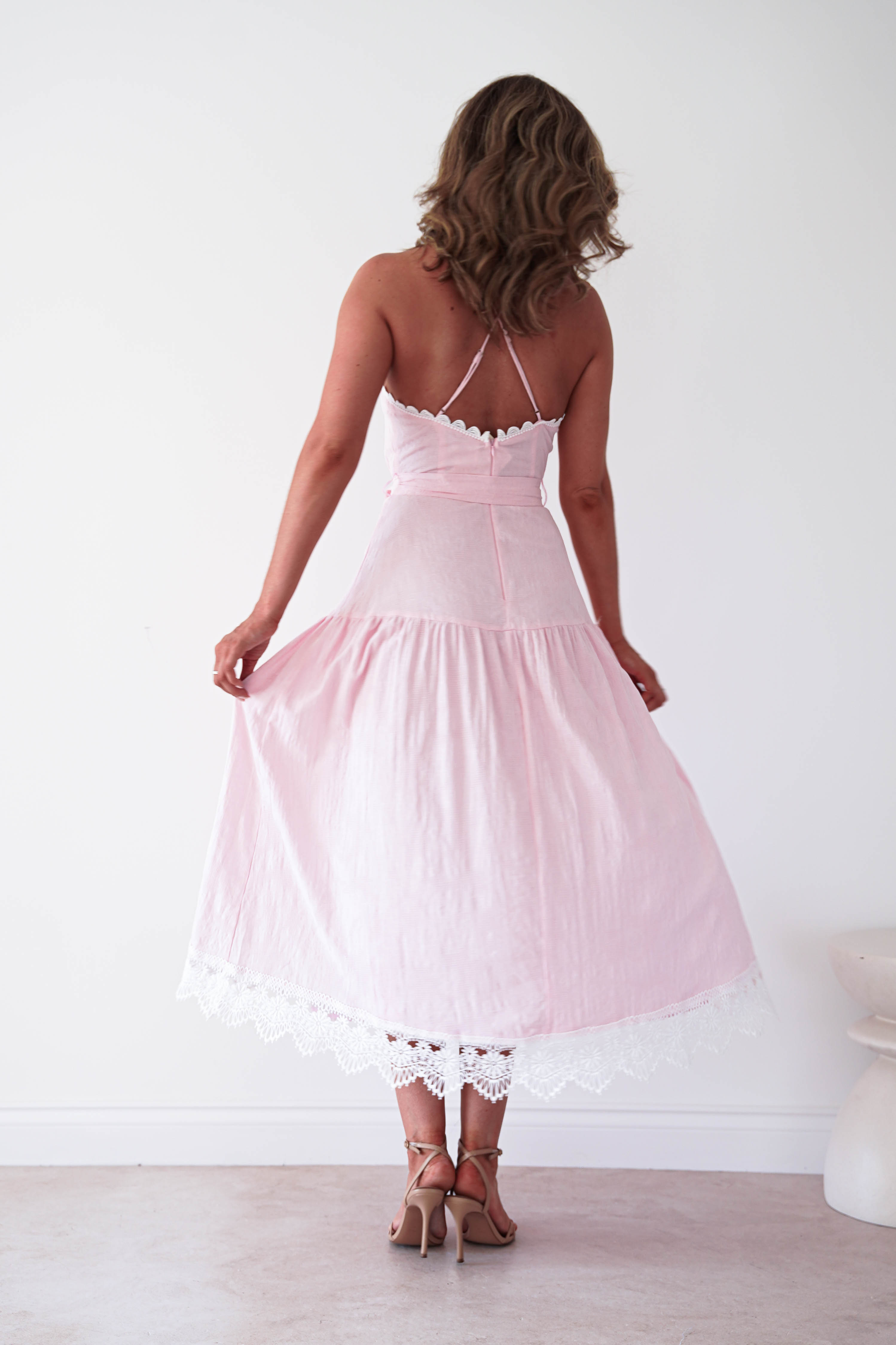 Oh Hello Clothing Dresses > Prom Dresses 1 *DONE 65128D PINK LACE TRIM