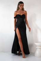 Nicolette Soft Satin Maxi Gown | Black | Debs & Prom | Formal Gown | Oh Hello Clothing