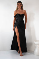 Nicolette Soft Satin Maxi Gown | Black | Debs & Prom | Formal Gown | Oh Hello Clothing