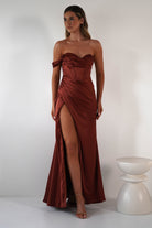 Nicolette Soft Satin Maxi Gown | Rust | Debs & Prom | Formal Gown | Oh Hello Clothing