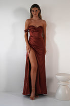 Nicolette Soft Satin Maxi Gown | Rust | Debs & Prom | Formal Gown | Oh Hello Clothing