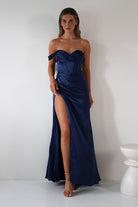 Nicolette Soft Satin Maxi Gown | Navy | Debs & Prom | Formal Gown | Oh Hello Clothing